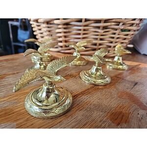 lot 6 goldtone metal flying bird figurine desk ornament